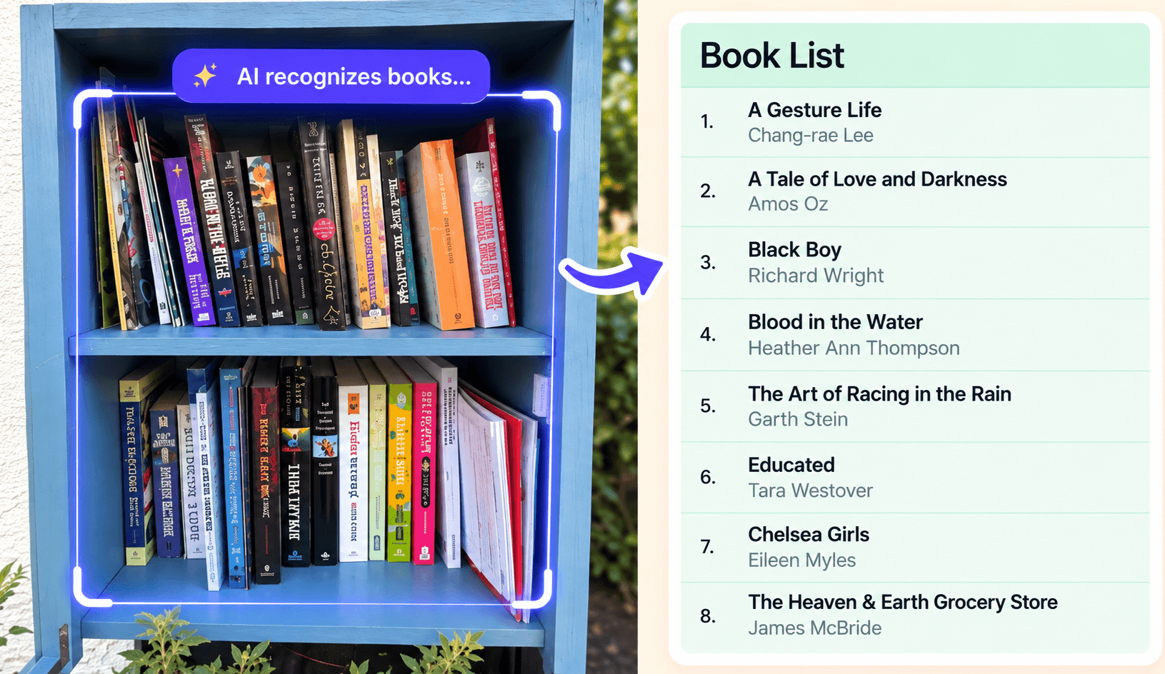 AI recognizes the books